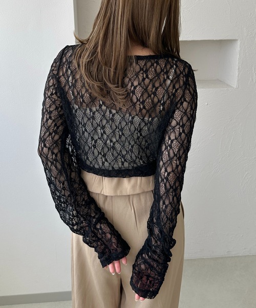 apres jour clair(アプレジュールクレア)の「【apres jour clair】シャーリングレーストップス(Tシャツ/カットソー・レディース・アイボリー/ピンクベージュ/ブラック/ブラウン系その他・X-LARGE/フリー)」の15枚目の写真