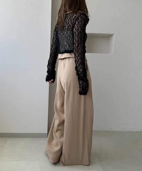 apres jour clair(アプレジュールクレア)の「【apres jour clair】シャーリングレーストップス(Tシャツ/カットソー・レディース・アイボリー/ピンクベージュ/ブラック/ブラウン系その他・X-LARGE/フリー)」の18枚目の写真