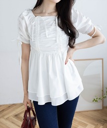 CLEAR BASIC | ドロストリボンペプラムブラウス[バレエコア 着回し抜群]≪SS新作≫(シャツ/ブラウス)