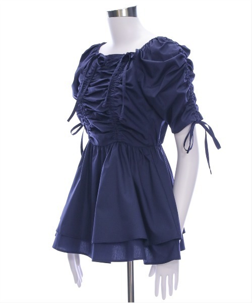 CLEAR BASIC（クリアベーシック）の「ドロストリボンペプラムブラウス[バレエコア 着回し抜群]≪SS新作≫（シャツ/ブラウス・レディース・イエロー/オフホワイト/ネイビー/ブラック系その他/ホワイト系その他・F）」の22枚目の写真