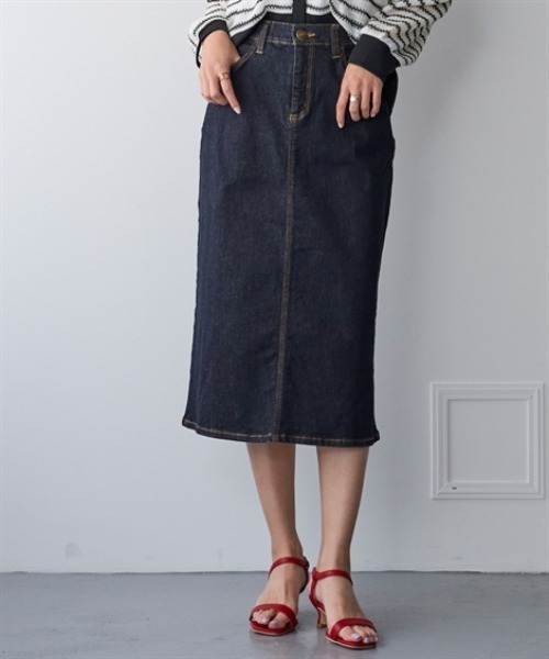 nissen(ニッセン)の「すごのびストレッチデニムスカート(ゆったりヒップ)<大きいサイズ有>(スカート・レディース・ネイビー/ブルー/ライトブルー・L/LL/3L/S/M)」の2枚目の写真