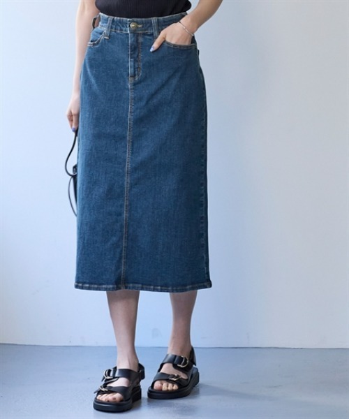 nissen(ニッセン)の「すごのびストレッチデニムスカート(ゆったりヒップ)<大きいサイズ有>(スカート・レディース・ネイビー/ブルー/ライトブルー・L/LL/3L/S/M)」の3枚目の写真