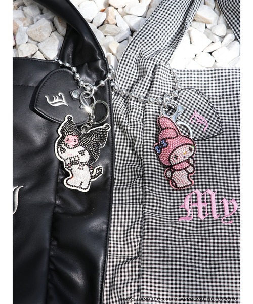 かなりレア物です。　リボン付きクロミ黒合成皮革バッグ メロクロコラボ】KUROMIリボントートBAG（トートバッグ