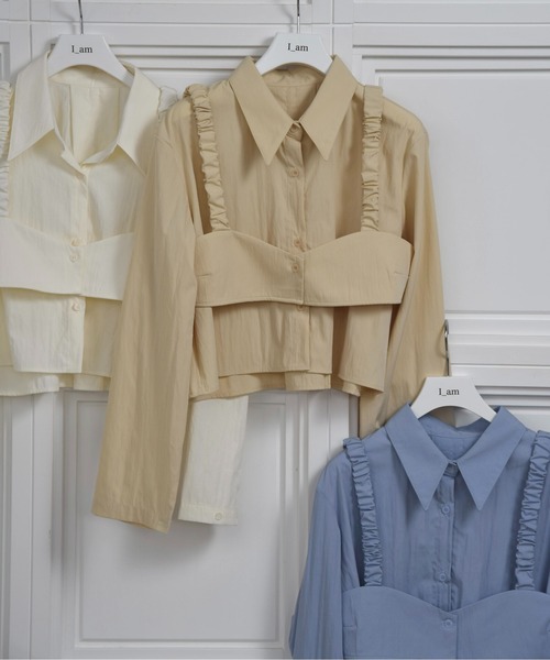 セール】bustier layered short shirt set / ビスチェレイヤード