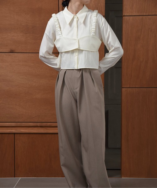 セール】bustier layered short shirt set / ビスチェレイヤード