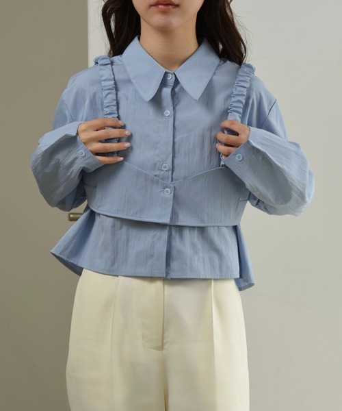 ブラウス シャツ bustier layered short shirt set / ビスチェレイヤードショートシャツセット レディース セール】bustier layered short shirt set / ビスチェレイヤード