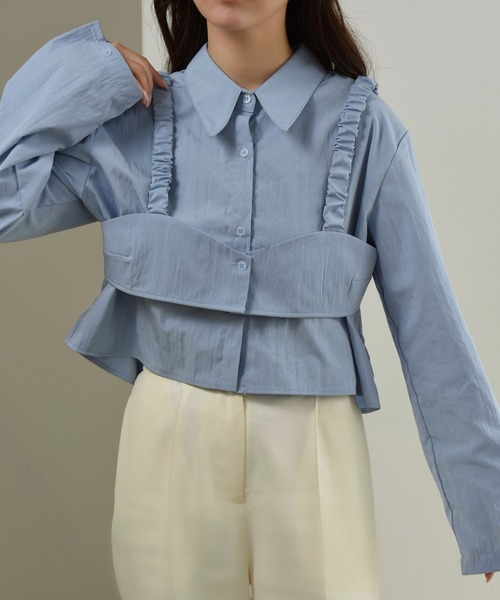 BUSTIER LAYERED SHORT SHビスチェレイヤードショートシャツ BUSTIER LAYERED SHORT SH / ビスチェレイヤードショートシャツ