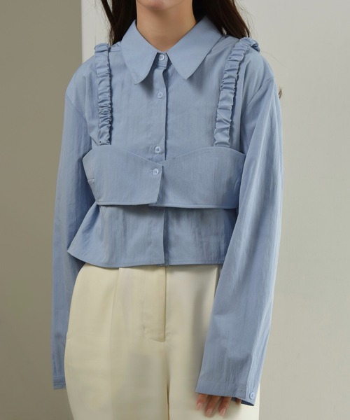 セール】bustier layered short shirt set / ビスチェレイヤード