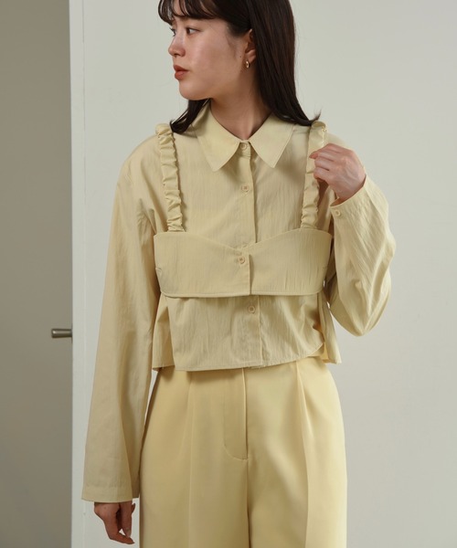 セール】bustier layered short shirt set / ビスチェレイヤード