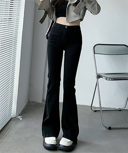 Dream garden(ドリームガーデン)の「ストレッチデニムフレアパンツ(デニムパンツ・レディース・ブラック・S/M/XL/2XL/L)」の4枚目の写真