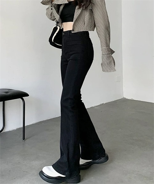 Dream garden(ドリームガーデン)の「ストレッチデニムフレアパンツ(デニムパンツ・レディース・ブラック・S/M/XL/2XL/L)」の13枚目の写真