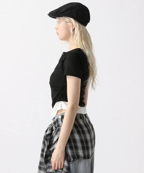 FOREVER 21(フォーエバー トゥエンティーワン)の「【2025SS】レイヤード風スキッパーTシャツ(Tシャツ/カットソー・レディース・ブラック/オフホワイト/レッド・FREE)」の12枚目の写真