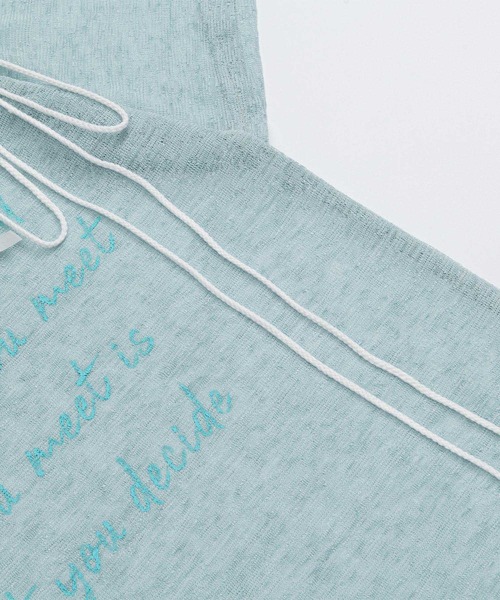 HOOK(フック)の「【HOOK】for girls メッセージレースアップTシャツ (SS)(Tシャツ/カットソー・レディース・ライトベージュ/グリーン・SMALL/MEDIUM)」の7枚目の写真