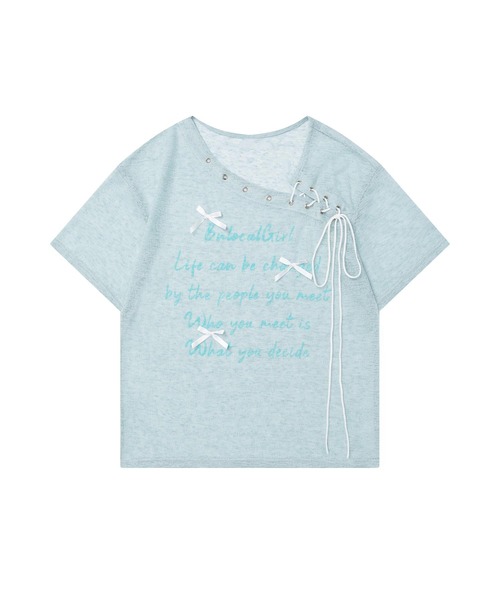 HOOK(フック)の「【HOOK】for girls メッセージレースアップTシャツ (SS)(Tシャツ/カットソー・レディース・ライトベージュ/グリーン・SMALL/MEDIUM)」の17枚目の写真