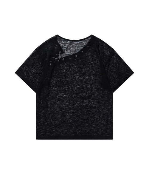 HOOK(フック)の「【HOOK】for girls メッセージレースアップTシャツ (SS)(Tシャツ/カットソー・レディース・ライトベージュ/グリーン・SMALL/MEDIUM)」の15枚目の写真