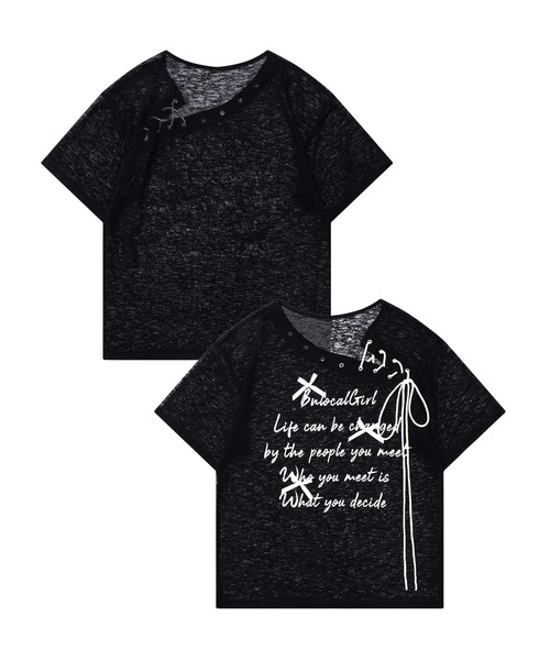 HOOK(フック)の「【HOOK】for girls メッセージレースアップTシャツ (SS)(Tシャツ/カットソー・レディース・ライトベージュ/グリーン・SMALL/MEDIUM)」の16枚目の写真