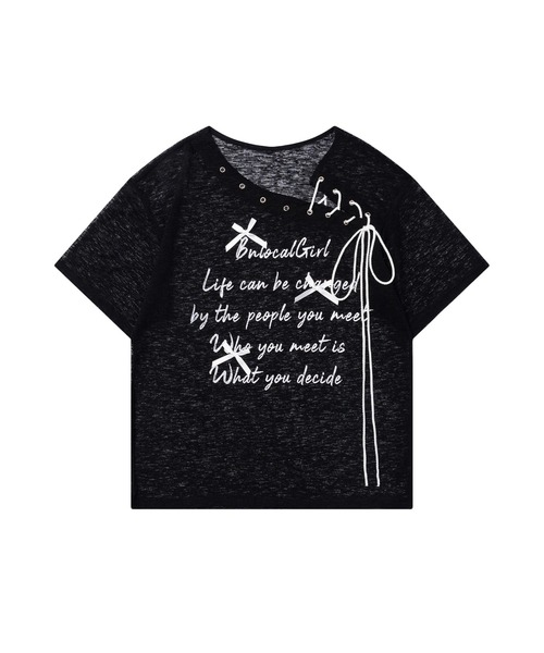 HOOK(フック)の「【HOOK】for girls メッセージレースアップTシャツ (SS)(Tシャツ/カットソー・レディース・ライトベージュ/グリーン・SMALL/MEDIUM)」の14枚目の写真