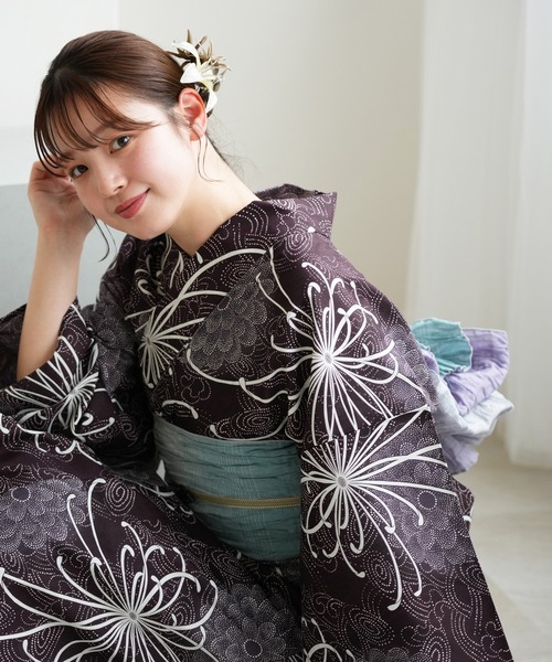 utatane（ウタタネ）の「選べる浴衣3点セット ニコアンティークオリジナル 国内染色（浴衣・レディース・ブラック系2/ネイビー系2/ホワイト系1/ブラック系1/グレー系1/ネイビー系1/パープル系1/ブルー系1/ブラック系3/レッド系1/レッド系2/レッド系3/ホワイト系2/ブルー系2/パープル系2・FREE）」の11枚目の写真