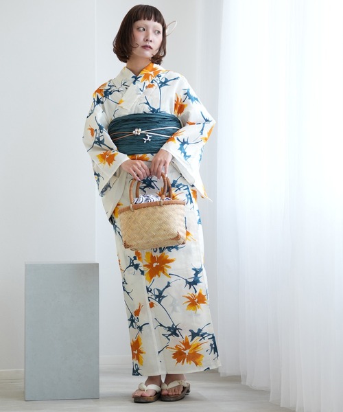 utatane 浴衣3点セット ニコアンティークオリジナル 国内染色　セール　青 セール】選べる浴衣3点セット ニコアンティークオリジナル 国内