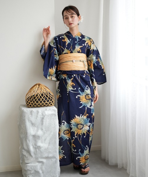 utatane浴衣３点セットニコアンティーク国内染色 古典柄　16900円以上 utatane（ウタタネ）の「選べる浴衣3点セット ニコアンティーク