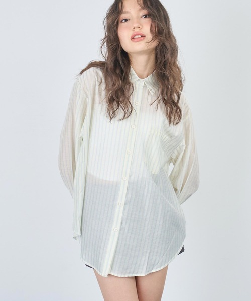 ANAP（アナップ）の「ラメストライプシャツ（シャツ/ブラウス・レディース・ブラック/ブルー/ピンク・FREE）」の3枚目の写真