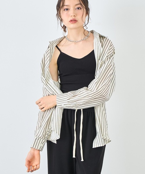 ANAP（アナップ）の「ラメストライプシャツ（シャツ/ブラウス・レディース・ブラック/ブルー/ピンク・FREE）」の2枚目の写真