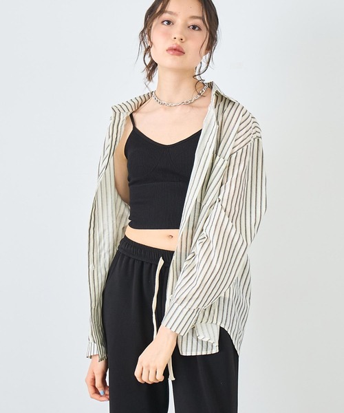 ANAP（アナップ）の「ラメストライプシャツ（シャツ/ブラウス・レディース・ブラック/ブルー/ピンク・FREE）」の4枚目の写真