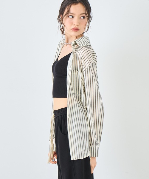 ANAP（アナップ）の「ラメストライプシャツ（シャツ/ブラウス・レディース・ブラック/ブルー/ピンク・FREE）」の5枚目の写真