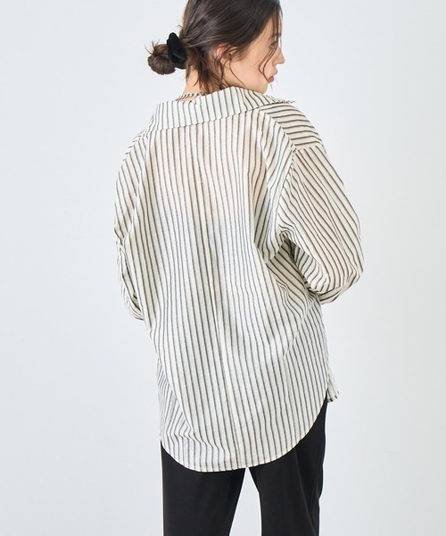 ANAP（アナップ）の「ラメストライプシャツ（シャツ/ブラウス・レディース・ブラック/ブルー/ピンク・FREE）」の6枚目の写真