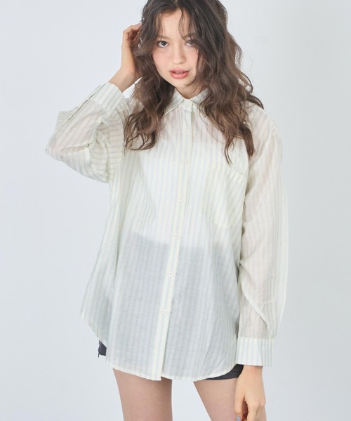 ANAP（アナップ）の「ラメストライプシャツ（シャツ/ブラウス・レディース・ブラック/ブルー/ピンク・FREE）」の9枚目の写真