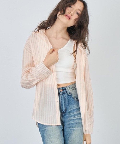 ANAP（アナップ）の「ラメストライプシャツ（シャツ/ブラウス・レディース・ブラック/ブルー/ピンク・FREE）」の12枚目の写真