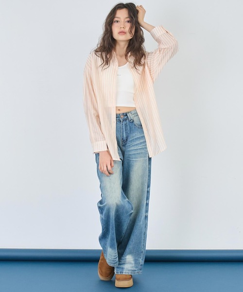 ANAP（アナップ）の「ラメストライプシャツ（シャツ/ブラウス・レディース・ブラック/ブルー/ピンク・FREE）」の13枚目の写真