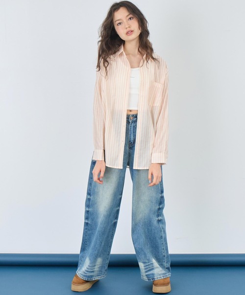 ANAP（アナップ）の「ラメストライプシャツ（シャツ/ブラウス・レディース・ブラック/ブルー/ピンク・FREE）」の14枚目の写真