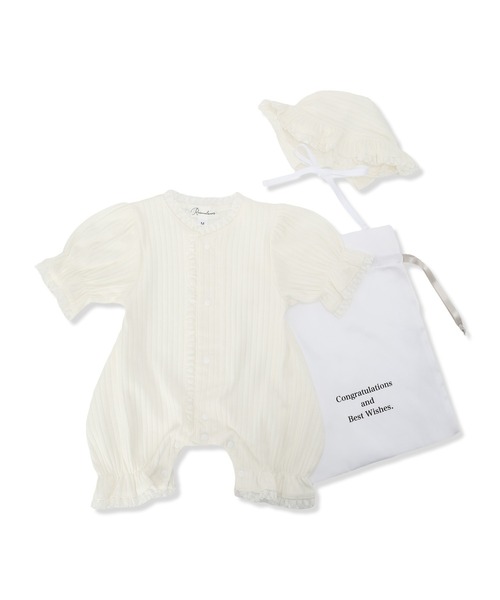 Rosemadame（ローズマダム）の「リブ× レース ベビー退院着セット（ベビーギフト・キッズ・サックスブルー/アイボリー/オフホワイト・FREE）」の8枚目の写真