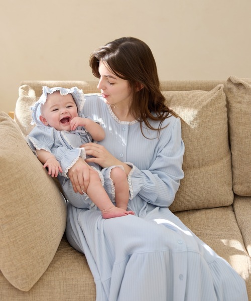 Rosemadame（ローズマダム）の「リブ× レース ベビー退院着セット（ベビーギフト・キッズ・サックスブルー/アイボリー/オフホワイト・FREE）」の21枚目の写真