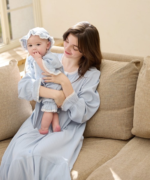 Rosemadame（ローズマダム）の「リブ× レース ベビー退院着セット（ベビーギフト・キッズ・サックスブルー/アイボリー/オフホワイト・FREE）」の19枚目の写真