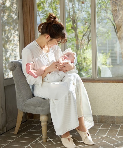 Rosemadame（ローズマダム）の「リブ× レース ベビー退院着セット（ベビーギフト・キッズ・サックスブルー/アイボリー/オフホワイト・FREE）」の9枚目の写真