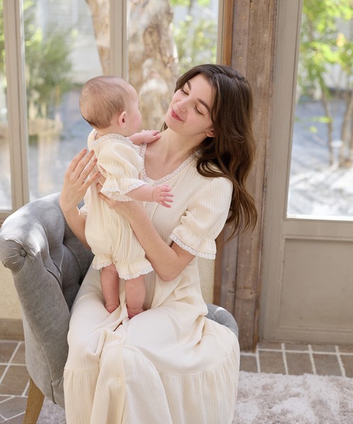 Rosemadame（ローズマダム）の「リブ× レース ベビー退院着セット（ベビーギフト・キッズ・サックスブルー/アイボリー/オフホワイト・FREE）」の22枚目の写真