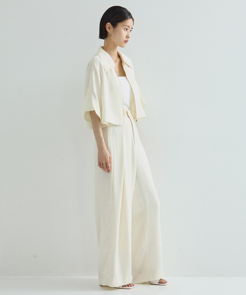 STUDIOUS（ステュディオス）の「【STUDIOUS/ステュディオス】Half Sleeve Mesh Shirt/ハーフスリーブメッシュシャツ（シャツ/ブラウス・レディース・アイボリー/ブラック・FREE）」の9枚目の写真