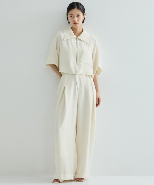 STUDIOUS ハーフスリーブメッシュシャツ STUDIOUS ブラウス シャツ 「STUDIOUS/ステュディオス」Half