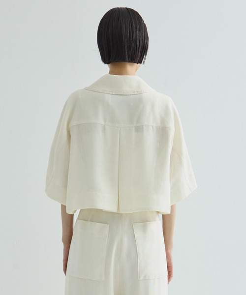 STUDIOUS（ステュディオス）の「【STUDIOUS/ステュディオス】Half Sleeve Mesh Shirt/ハーフスリーブメッシュシャツ（シャツ/ブラウス・レディース・アイボリー/ブラック・FREE）」の3枚目の写真