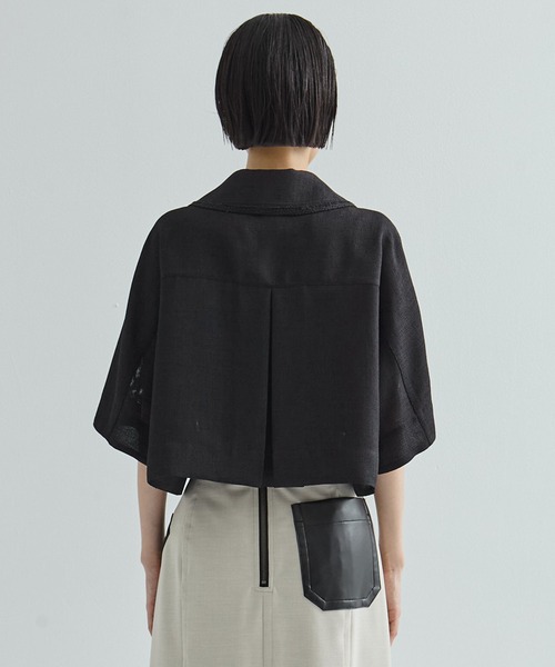 STUDIOUS（ステュディオス）の「【STUDIOUS/ステュディオス】Half Sleeve Mesh Shirt/ハーフスリーブメッシュシャツ（シャツ/ブラウス・レディース・アイボリー/ブラック・FREE）」の11枚目の写真