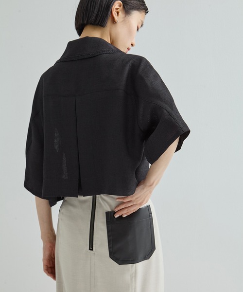 ブラウス シャツ 「STUDIOUS/ステュディオス」Half Sleeve Mesh Shirt/ハーフスリーブメッシュシャツ レディース STUDIOUS ブラウス シャツ 「STUDIOUS/ステュディオス」Half