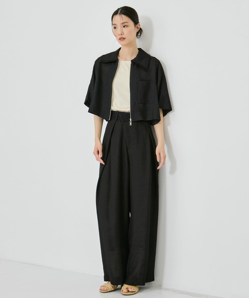 STUDIOUS(ステュディオス)の「【STUDIOUS/ステュディオス】Half Sleeve Mesh Shirt/ハーフスリーブメッシュシャツ/メッシュブルゾン(シャツ/ブラウス・レディース・アイボリー/ブラック・FREE)」の3枚目の写真