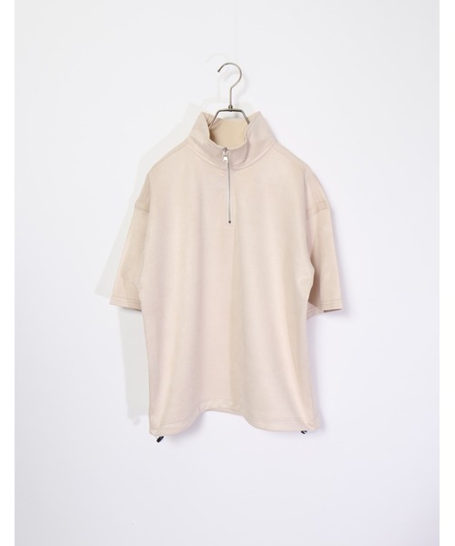 ATELANE(アテレーン)の「ATELANE/ライトスエードポンチ ハーフZIP(Tシャツ/カットソー・メンズ・ブラック/グレー/アイボリー・LARGE/MEDIUM/X-LARGE)」の2枚目の写真