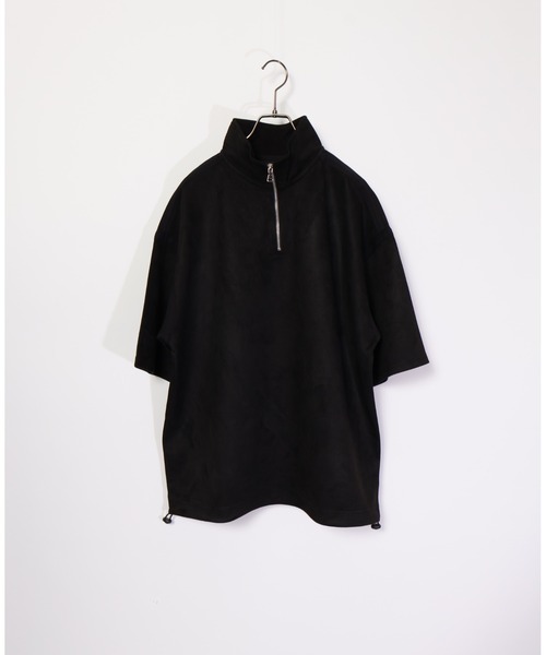 ATELANE(アテレーン)の「ATELANE/ライトスエードポンチ ハーフZIP(Tシャツ/カットソー・メンズ・ブラック/グレー/アイボリー・LARGE/MEDIUM/X-LARGE)」の1枚目の写真