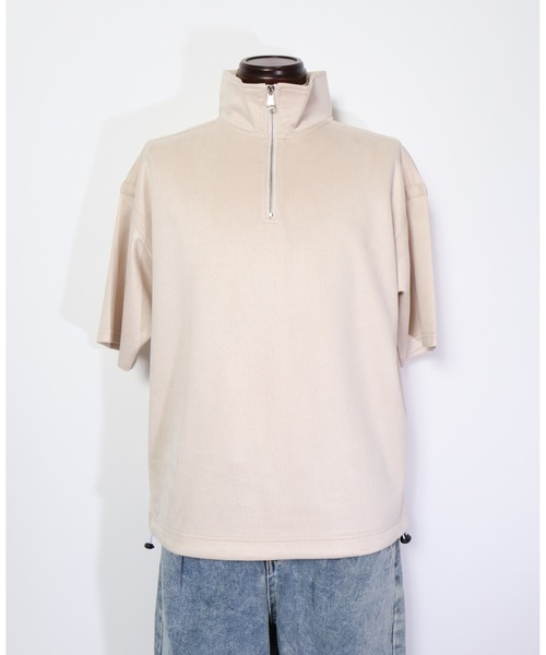 ATELANE(アテレーン)の「ATELANE/ライトスエードポンチ ハーフZIP(Tシャツ/カットソー・メンズ・ブラック/グレー/アイボリー・LARGE/MEDIUM/X-LARGE)」の7枚目の写真