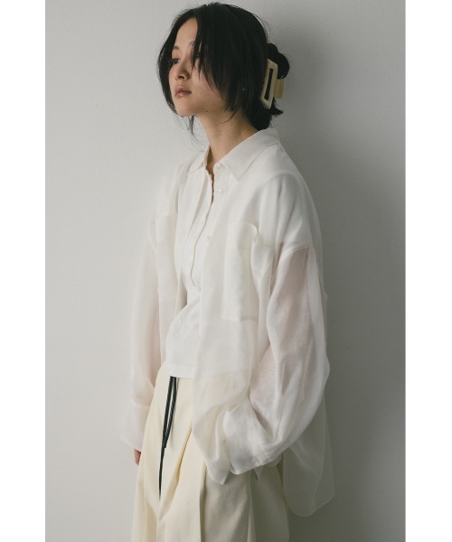 STYLEMIXER（スタイルミキサー）の「ルーズポケットシアーシャツ　春服/夏服（シャツ/ブラウス・レディース・アイボリー/ブラウン/ブルー/オレンジ・FREE）」の9枚目の写真
