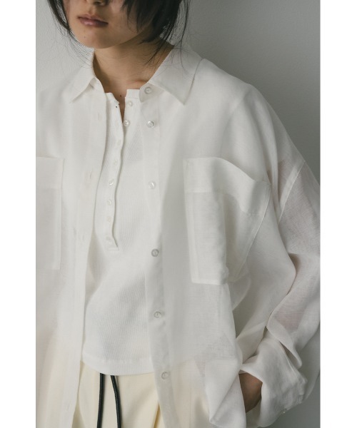 STYLEMIXER（スタイルミキサー）の「ルーズポケットシアーシャツ　春服/夏服（シャツ/ブラウス・レディース・アイボリー/ブラウン/ブルー/オレンジ・FREE）」の11枚目の写真