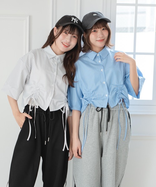 くしゅくしゅストライプシャツ(シャツ/ブラウス)|krahe くしゅくしゅストライプシャツ(シャツ/ブラウス)|krahe